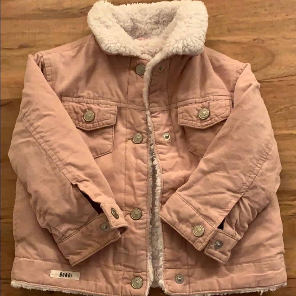 Pink toddler Zara cord and Sherpa jacket